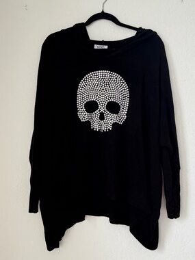 🖤💀✨ LAUREN MOSHI BEVERLY HILLS CRYSTAL SKULL HOODED PULLOVER ✨💀🖤